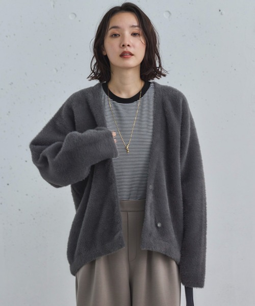 Doux archives（ドゥアルシーヴ）の「【昨年即完売アイテム】ダブルフェイスシャギーカーデ（カーディガン/ボレロ・レディース・ブラウン/チャコールグレー/ブルー/アイボリー・FREE）」の16枚目の写真