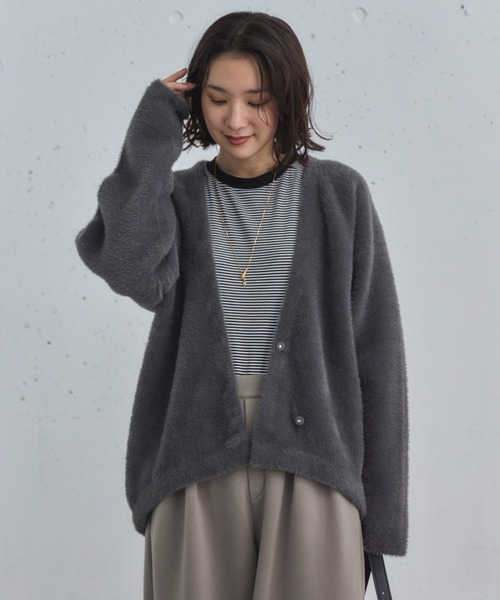 Doux archives（ドゥアルシーヴ）の「【昨年即完売アイテム】ダブルフェイスシャギーカーデ（カーディガン/ボレロ・レディース・ブラウン/チャコールグレー/ブルー/アイボリー・FREE）」の17枚目の写真