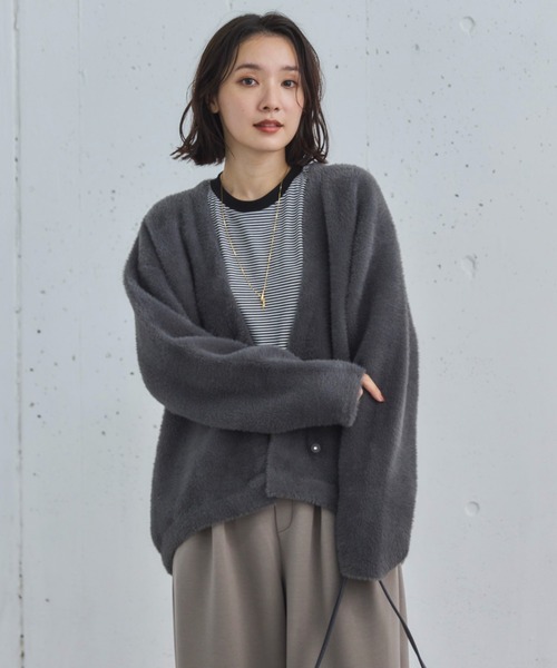 Doux archives（ドゥアルシーヴ）の「【昨年即完売アイテム】ダブルフェイスシャギーカーデ（カーディガン/ボレロ・レディース・ブラウン/チャコールグレー/ブルー/アイボリー・FREE）」の18枚目の写真
