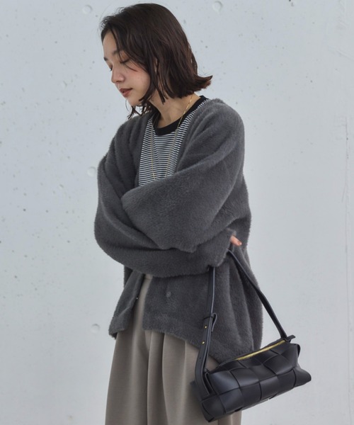 Doux archives（ドゥアルシーヴ）の「【昨年即完売アイテム】ダブルフェイスシャギーカーデ（カーディガン/ボレロ・レディース・ブラウン/チャコールグレー/ブルー/アイボリー・FREE）」の22枚目の写真