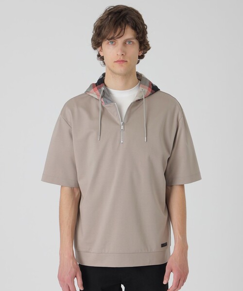 BLACK LABEL CRESTBRIDGE（ブラックレーベル・クレストブリッジ）の「【一部店舗限定】チェックフードプルオーバーパーカー（パーカー・メンズ・ブラック/オフホワイト/チャコールグレー/ベージュ系その他・S/M/L/XL）」の4枚目の写真