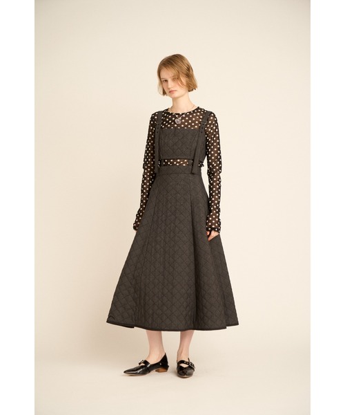 FURFUR（ファーファー）の「キルティング2WAYジャンパースカート（ワンピース・レディース・チェック/カーキ/ブラック・F）」の9枚目の写真