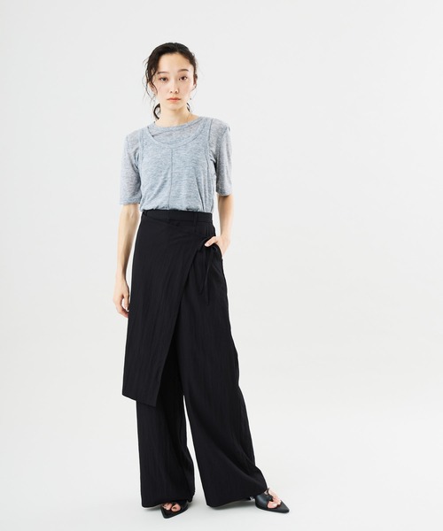 Muscat(マスカット)の「ワイドシルエット ラップパンツ(その他パンツ・レディース・ベージュ/ブラウン/ブラック・F)」の4枚目の写真