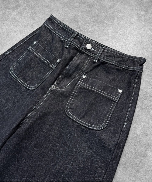 LVEU.(ラブユ.)の「【LVEU.】フロントポケットストレートデニムパンツ / ボトムス パンツ デニム ポケット ストレート バギー ワイド 切りっぱなし カジュアル ワンウォッシュ ブラック ZOZOTOWN限定(デニムパンツ・レディース・ブラック・FREE)」の22枚目の写真