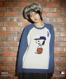 MLB×PEANUTSコラボ ジャガードラグランニット