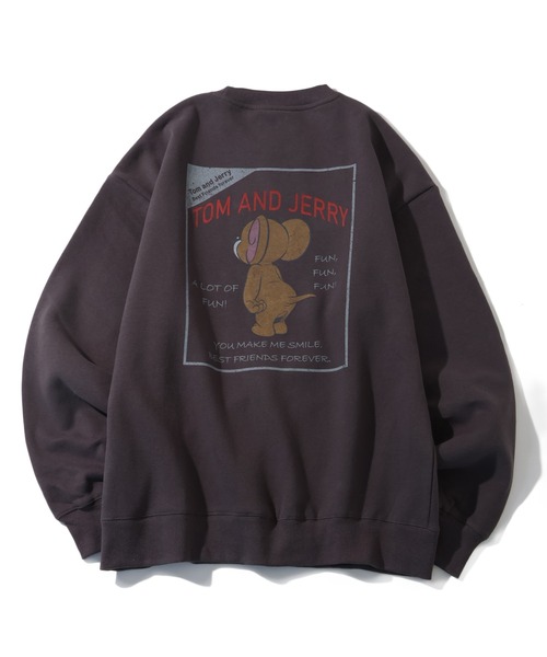 Tom&Jerry(トムアンドジェリー)の「【Tom & Jerry/トム & ジェリー】アートワークデザイン ユーズド風 クルーネック スウェット トレーナー 裏起毛(スウェット・メンズ・ダークブルー/アイボリー/ブラック系その他2/ブラック系その他・M/LL/L)」の6枚目の写真