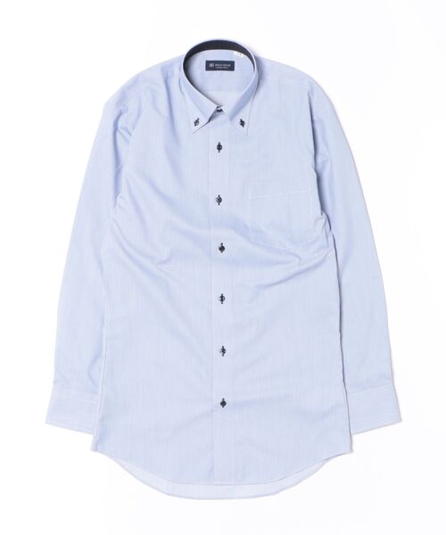 TOKYO SHIRTS(トウキョウシャツ)の「形態安定ノンアイロン ボタンダウン 長袖ビジネスワイシャツ(ビジネスシャツ・メンズ・ブルー・首回り39cm-裄丈80cm/首回り39cm-裄丈84cm/首回り41cm-裄丈82cm/首回り41cm-裄丈86cm/首回り42cm-裄丈82cm/首回り42cm-裄丈86cm/首回り43cm-裄丈82cm/首回り43cm-裄丈86cm/首回り37cm-裄丈80cm)」の6枚目の写真