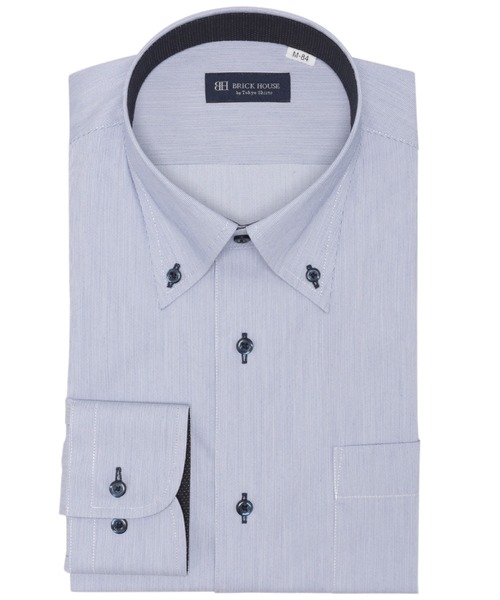 TOKYO SHIRTS(トウキョウシャツ)の「形態安定ノンアイロン ボタンダウン 長袖ビジネスワイシャツ(ビジネスシャツ・メンズ・ブルー・首回り39cm-裄丈80cm/首回り39cm-裄丈84cm/首回り41cm-裄丈82cm/首回り41cm-裄丈86cm/首回り42cm-裄丈82cm/首回り42cm-裄丈86cm/首回り43cm-裄丈82cm/首回り43cm-裄丈86cm/首回り37cm-裄丈80cm)」の1枚目の写真