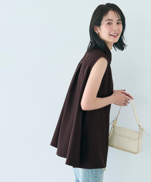 coca(coca)(コカ)の「ヘリンボーンストライプノースリーブブラウス(シャツ/ブラウス・レディース・ブラウン/チャコール・M/L)」の19枚目の写真