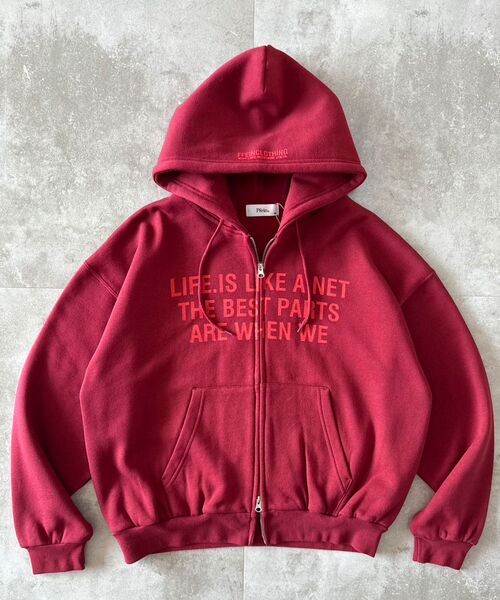 FFEIN（フェイン）】ヘビーウエイトぼかしロゴ立体フードジップ