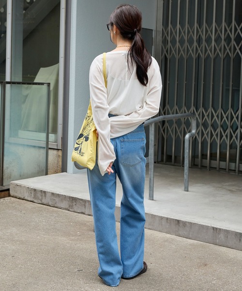 MONO-MART（モノマート）の「シアーベロアクルーネックプルオーバー（Tシャツ/カットソー・レディース・ブラック/アイボリー/ピンク/ダークブラウン/チャコール/ネイビー/サックスブルー/モカ・FREE）」の21枚目の写真