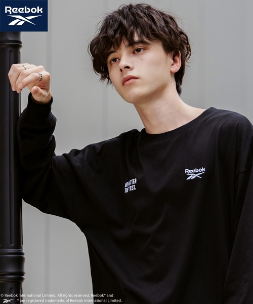 Rocky Monroe（ロッキーモンロー）の「Reebok リーボック オーバーサイズ両胸ロゴ刺繍ロングスリーブTシャツ（Tシャツ/カットソー・メンズ・ブラック/ホワイト/ホワイト×ブラック・M/L/LL）」の20枚目の写真