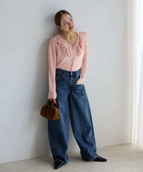 JOURNAL STANDARD(ジャーナルスタンダード)の「シアーアルパカMIXフリルカーディガン(カーディガン/ボレロ・レディース・ピンク/イエロー/グレー・FREE)」の5枚目の写真