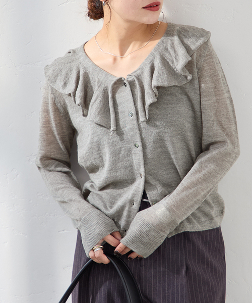 OHGA フリルカーディガン FRONT FRILL | OHGA