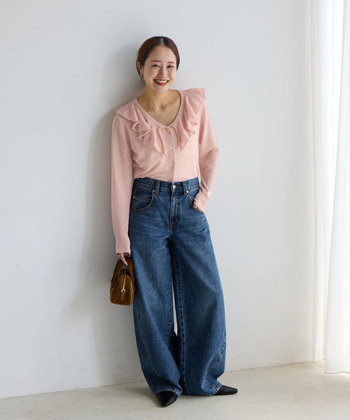 JOURNAL STANDARD(ジャーナルスタンダード)の「シアーアルパカMIXフリルカーディガン(カーディガン/ボレロ・レディース・ピンク/イエロー/グレー・FREE)」の13枚目の写真