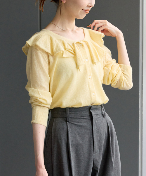 JOURNAL STANDARD(ジャーナルスタンダード)の「シアーアルパカMIXフリルカーディガン(カーディガン/ボレロ・レディース・ピンク/イエロー/グレー・FREE)」の19枚目の写真