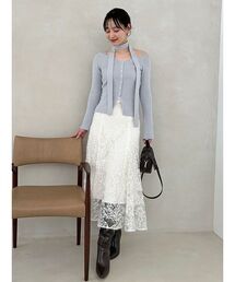 SNIDEL | ファブリックイレヘムフレアスカート(スカート)