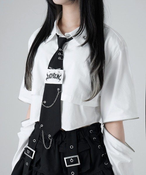 LAZYSLAY パンクロックシャツ(White) パンクロックシャツ（シャツ/ブラウス）｜LAZYSLAY（レイジースレイ