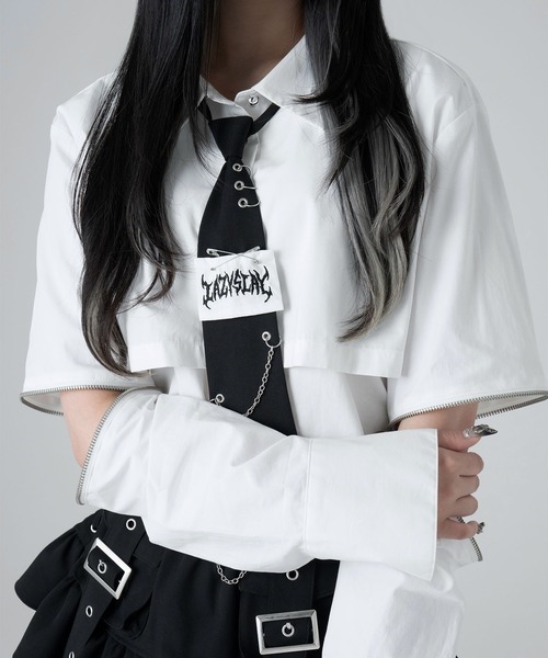 LAZYSLAY パンクロックシャツ(White) パンクロックシャツ（シャツ/ブラウス）｜LAZYSLAY（レイジースレイ