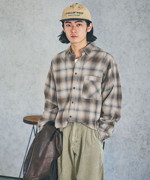 BAYFLOW（ベイフロー）の「ヴィンテージライクチェックシャツ（シャツ/ブラウス・メンズ・ピンク/オフホワイト/グレイッシュベージュ/ブラウン・LARGE/MEDIUM）」の3枚目の写真