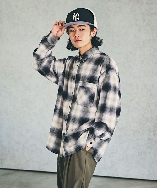 BAYFLOW（ベイフロー）の「ヴィンテージライクチェックシャツ（シャツ/ブラウス・メンズ・ピンク/オフホワイト/グレイッシュベージュ/ブラウン・LARGE/MEDIUM）」の2枚目の写真