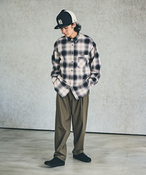 BAYFLOW（ベイフロー）の「ヴィンテージライクチェックシャツ（シャツ/ブラウス・メンズ・ピンク/オフホワイト/グレイッシュベージュ/ブラウン・LARGE/MEDIUM）」の5枚目の写真