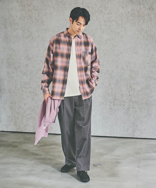 BAYFLOW（ベイフロー）の「ヴィンテージライクチェックシャツ（シャツ/ブラウス・メンズ・ピンク/オフホワイト/グレイッシュベージュ/ブラウン・LARGE/MEDIUM）」の10枚目の写真