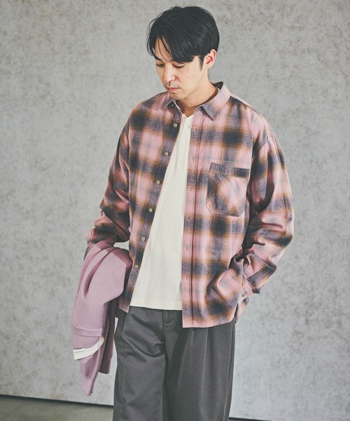 BAYFLOW（ベイフロー）の「ヴィンテージライクチェックシャツ（シャツ/ブラウス・メンズ・ピンク/オフホワイト/グレイッシュベージュ/ブラウン・LARGE/MEDIUM）」の11枚目の写真