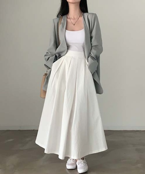 FREE STYLISTS(フリー スタイリスト)の「YUGA_YGMC No-collar A-line jacket(ノーカラージャケット・レディース・オフホワイト/ブラック/ライトグレー・FREE)」の12枚目の写真