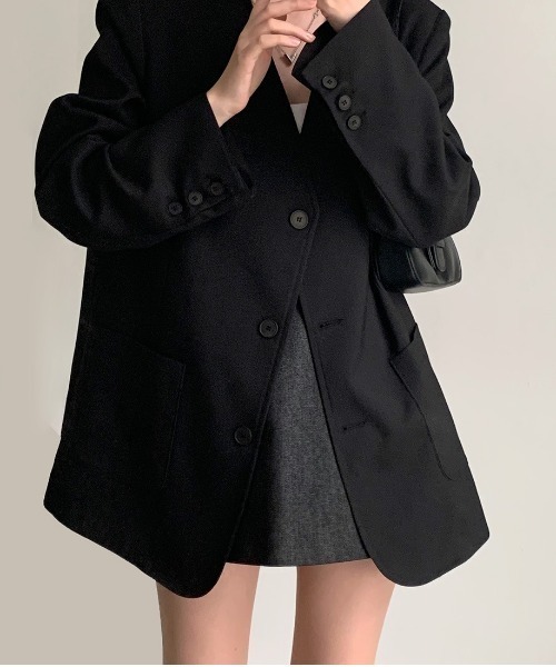 FREE STYLISTS(フリー スタイリスト)の「YUGA_YGMC No-collar A-line jacket(ノーカラージャケット・レディース・オフホワイト/ブラック/ライトグレー・FREE)」の22枚目の写真