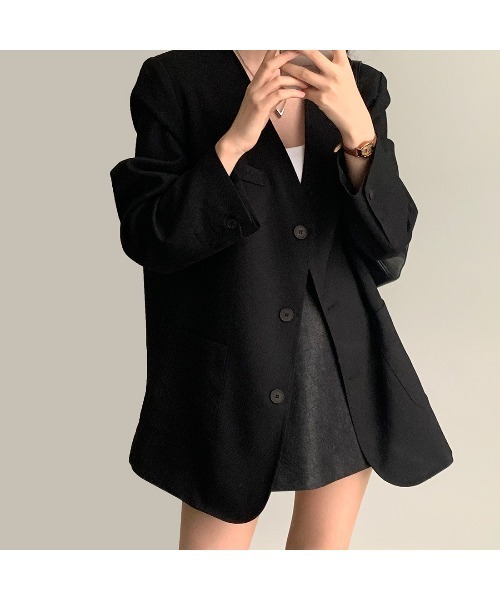 FREE STYLISTS(フリー スタイリスト)の「YUGA_YGMC No-collar A-line jacket(ノーカラージャケット・レディース・オフホワイト/ブラック/ライトグレー・FREE)」の15枚目の写真