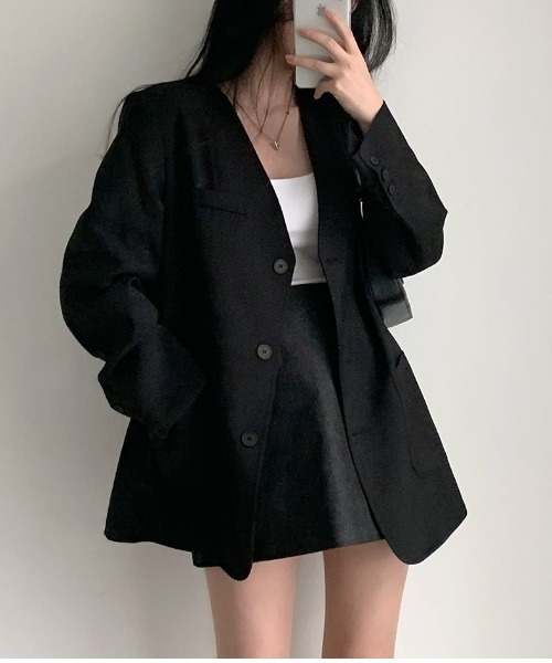FREE STYLISTS(フリー スタイリスト)の「YUGA_YGMC No-collar A-line jacket(ノーカラージャケット・レディース・オフホワイト/ブラック/ライトグレー・FREE)」の17枚目の写真