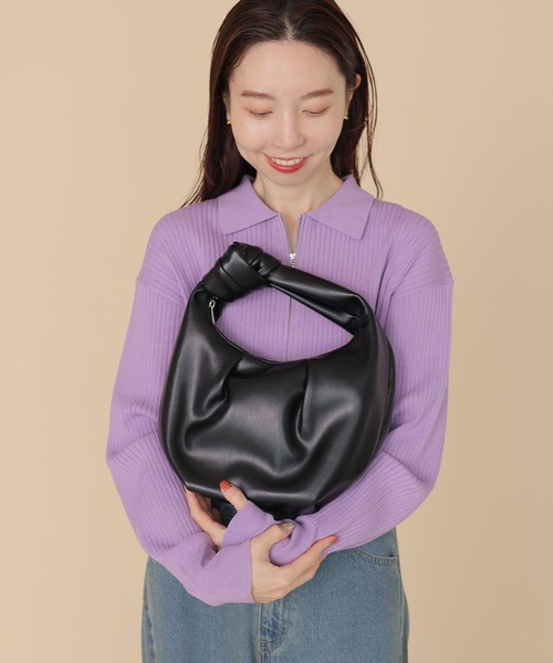 LEPSIM（レプシィム）の「結びレザーバッグ　204453（ハンドバッグ・レディース・ブラック/アイボリー・ONE SIZE）」の6枚目の写真