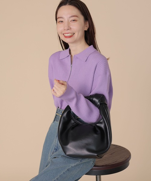 LEPSIM（レプシィム）の「結びレザーバッグ　204453（ハンドバッグ・レディース・ブラック/アイボリー・ONE SIZE）」の8枚目の写真