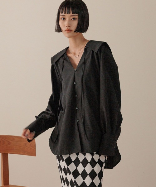 LOWRYS FARM(ローリーズファーム)の「ブザムシャツLS 595333(シャツ/ブラウス・レディース・ブラウン/オフホワイト/ブラック・FREE)」の3枚目の写真