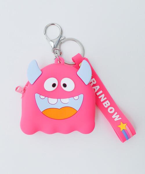 ミニポーチ キーホルダー 歯 ピンク系 WEGO（ウィゴー）の「WEGO/ツノツノすきッ歯モンスターミニポーチ