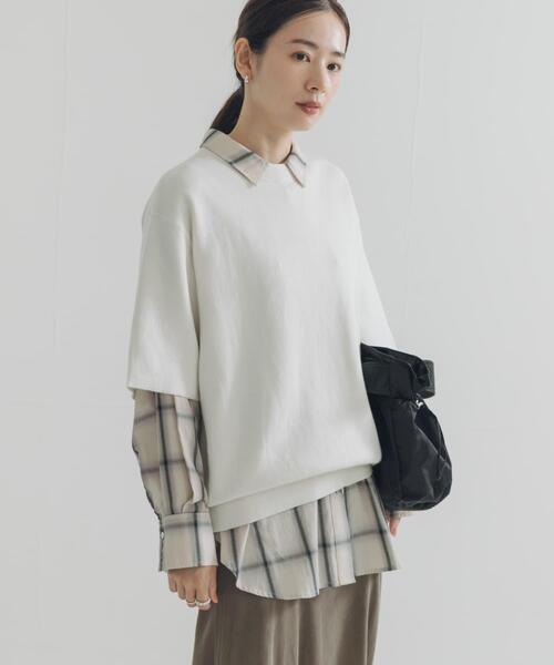 URBAN RESEARCH(アーバンリサーチ)の「コットンカシミヤハーフスリーブニット(ニット/セーター・レディース・オフホワイト/グレー/ブラック・FREE)」の2枚目の写真