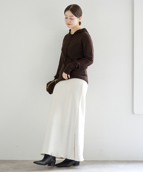 IENA(イエナ)の「シアーニットパーカー(パーカー・レディース・アイボリー/ブラウン・FREE)」の10枚目の写真