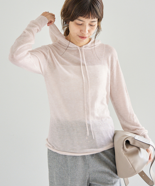 IENA(イエナ)の「シアーニットパーカー(パーカー・レディース・アイボリー/ブラウン・FREE)」の15枚目の写真