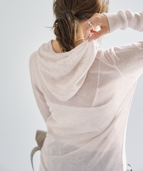 IENA(イエナ)の「シアーニットパーカー(パーカー・レディース・アイボリー/ブラウン・FREE)」の16枚目の写真