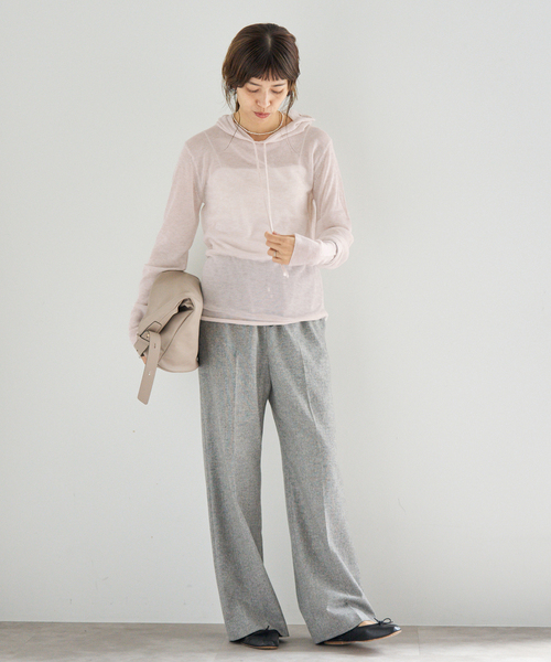 IENA(イエナ)の「シアーニットパーカー(パーカー・レディース・アイボリー/ブラウン・FREE)」の20枚目の写真