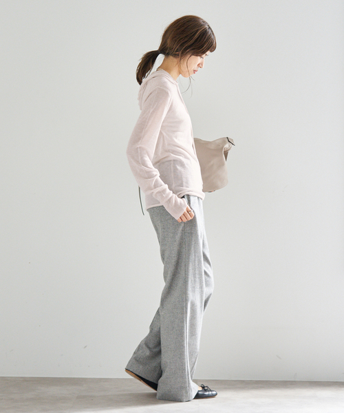 IENA(イエナ)の「シアーニットパーカー(パーカー・レディース・アイボリー/ブラウン・FREE)」の18枚目の写真