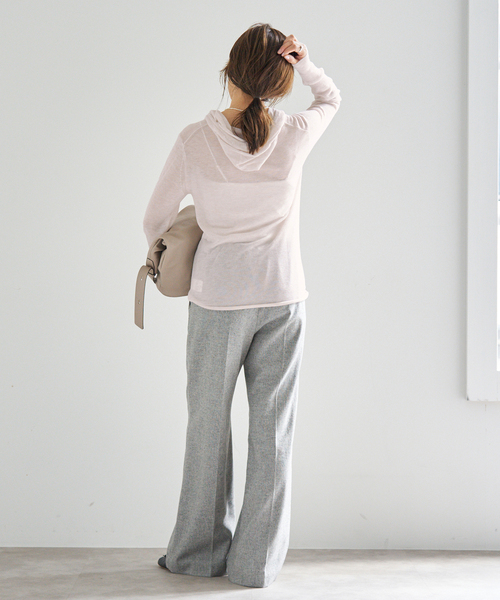 IENA(イエナ)の「シアーニットパーカー(パーカー・レディース・アイボリー/ブラウン・FREE)」の22枚目の写真