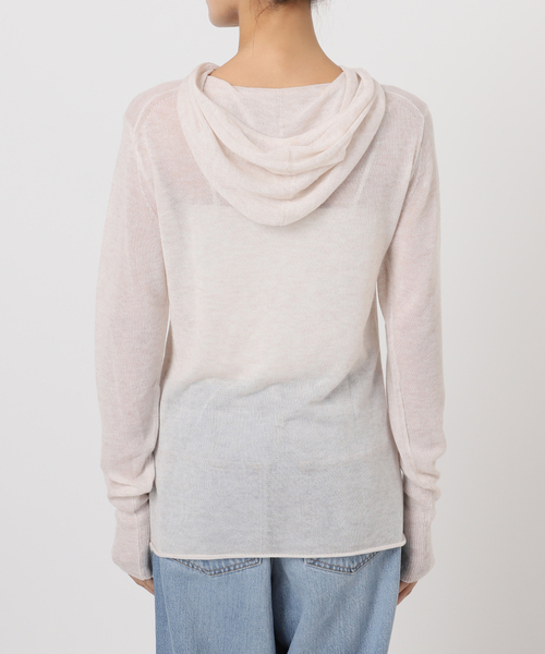 IENA(イエナ)の「シアーニットパーカー(パーカー・レディース・アイボリー/ブラウン・FREE)」の8枚目の写真