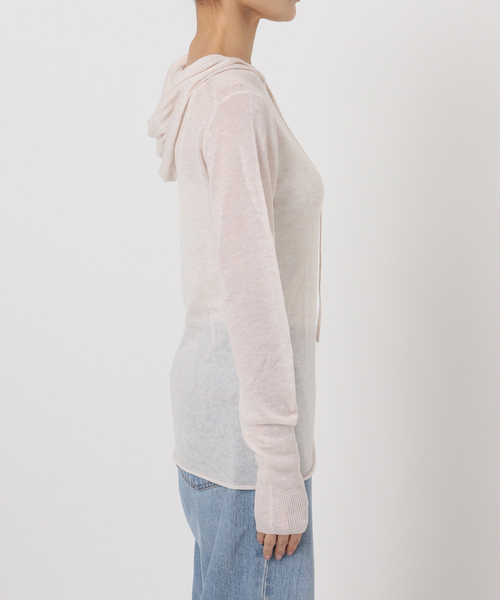 IENA(イエナ)の「シアーニットパーカー(パーカー・レディース・アイボリー/ブラウン・FREE)」の9枚目の写真