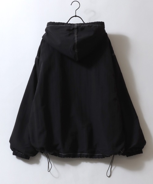 SITRY(シトリー)の「SITRY Nylon & Cotton Hoodie/別注 オーバーサイズ 配色ステッチ 無地 チェック柄 ジップパーカー フーディー ナイロンジャケット ブルゾン(ナイロンジャケット・メンズ・ブラック/ブラウン/ブラック系その他/ベージュ系その他・LL/M/L)」の22枚目の写真