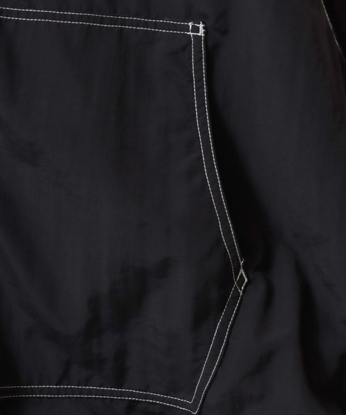 SITRY(シトリー)の「SITRY Nylon & Cotton Hoodie/別注 オーバーサイズ 配色ステッチ 無地 チェック柄 ジップパーカー フーディー ナイロンジャケット ブルゾン(ナイロンジャケット・メンズ・ブラック/ブラウン/ブラック系その他/ベージュ系その他・LL/M/L)」の6枚目の写真