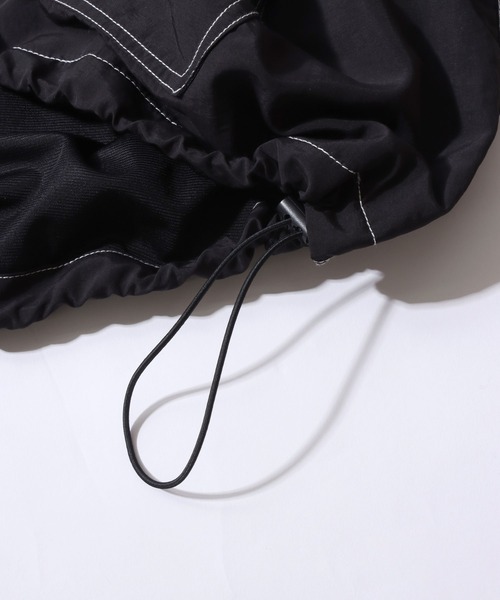 SITRY(シトリー)の「SITRY Nylon & Cotton Hoodie/別注 オーバーサイズ 配色ステッチ 無地 チェック柄 ジップパーカー フーディー ナイロンジャケット ブルゾン(ナイロンジャケット・メンズ・ブラック/ブラウン/ブラック系その他/ベージュ系その他・LL/M/L)」の11枚目の写真