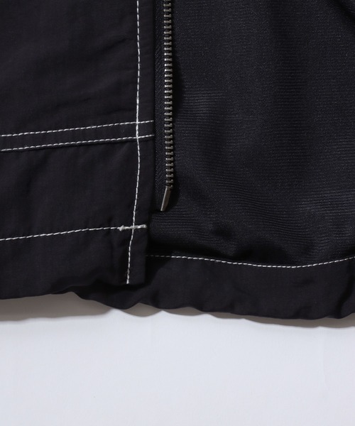 SITRY(シトリー)の「SITRY Nylon & Cotton Hoodie/別注 オーバーサイズ 配色ステッチ 無地 チェック柄 ジップパーカー フーディー ナイロンジャケット ブルゾン(ナイロンジャケット・メンズ・ブラック/ブラウン/ブラック系その他/ベージュ系その他・LL/M/L)」の12枚目の写真