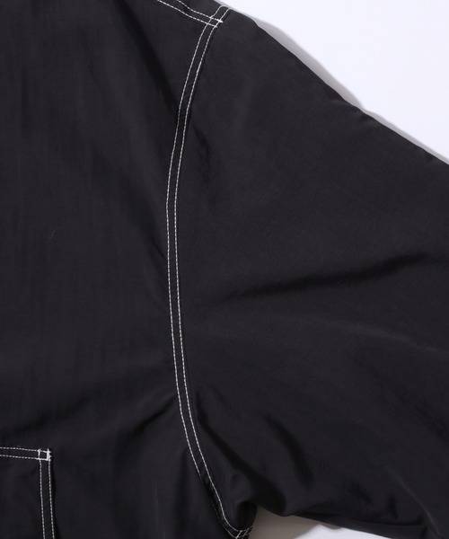 SITRY(シトリー)の「SITRY Nylon & Cotton Hoodie/別注 オーバーサイズ 配色ステッチ 無地 チェック柄 ジップパーカー フーディー ナイロンジャケット ブルゾン(ナイロンジャケット・メンズ・ブラック/ブラウン/ブラック系その他/ベージュ系その他・LL/M/L)」の8枚目の写真